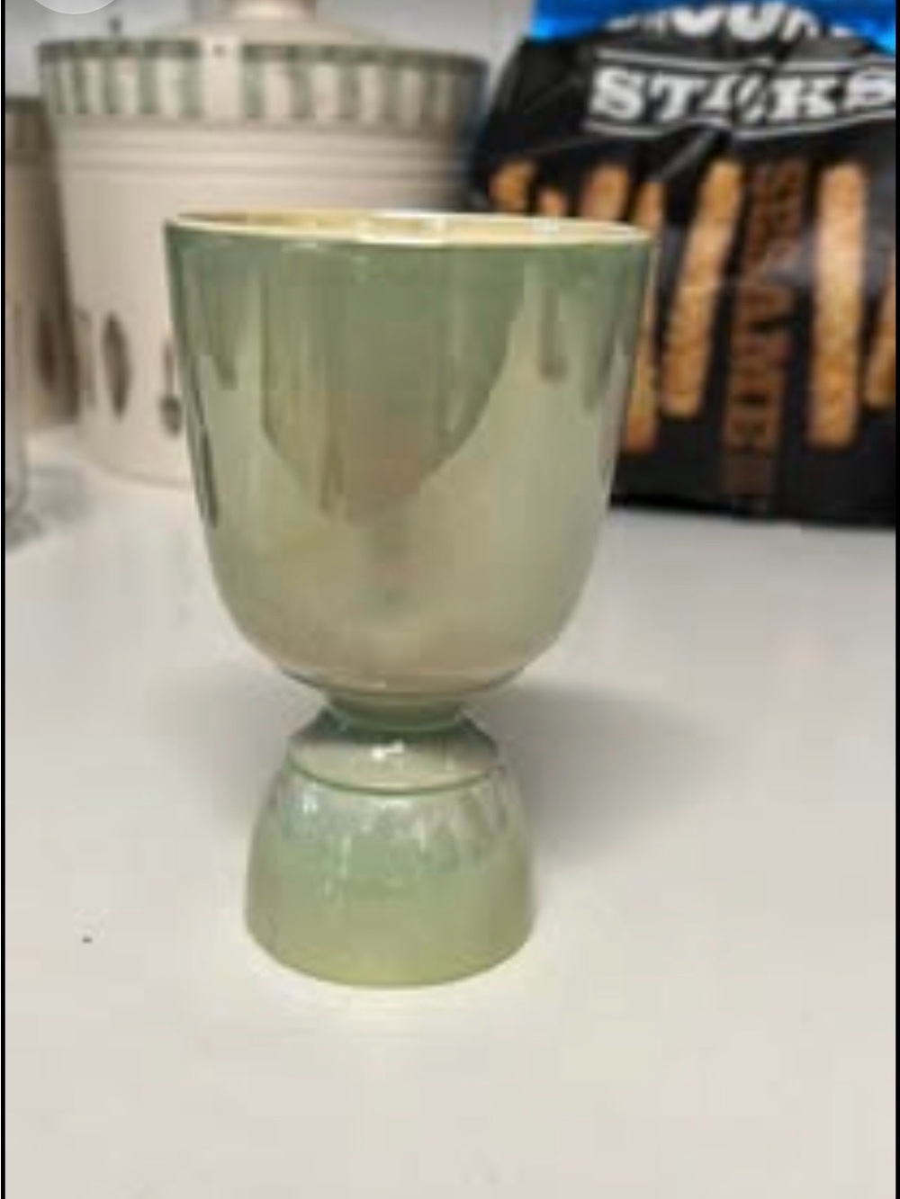 Vintage Mint Green Lustreware Double Sided Ceramic Egg Cup - Reversible MCM